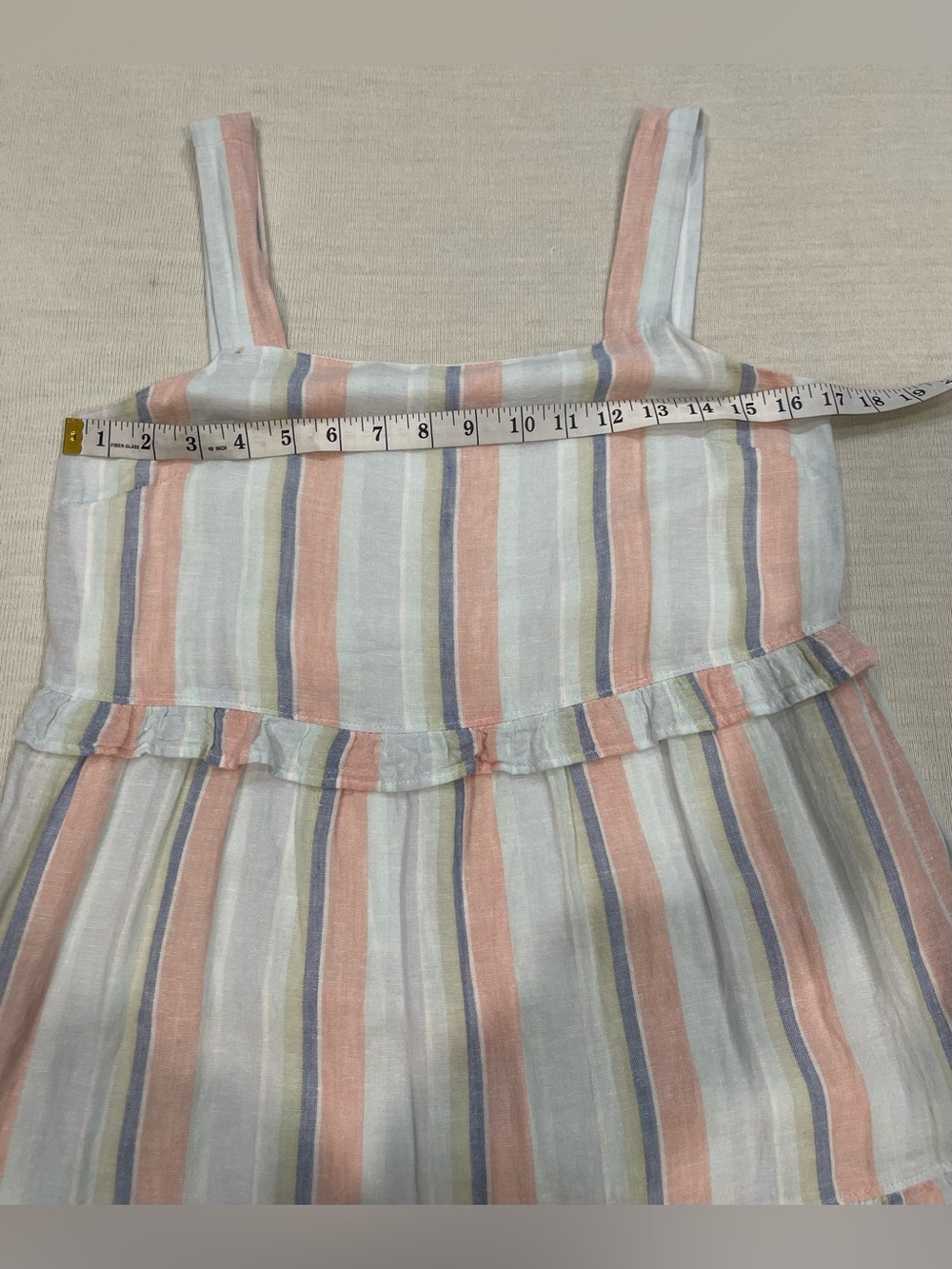 Rails Sandy Tiered Linen Blend Mini Dress - Biarritz Multi Stripe Size XSmall - Picture 7 of 14